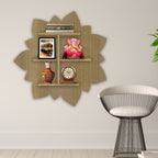 Rangoli Shape Wooden LED Light Wall Shelf with Oak Finish