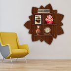 Designer Rangoli Shape Wooden LED Light Wall Shelf