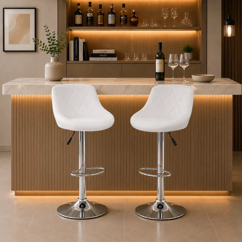 Easy Back Rest White Comfy Leatherette Style Bar Stool / Long Chair