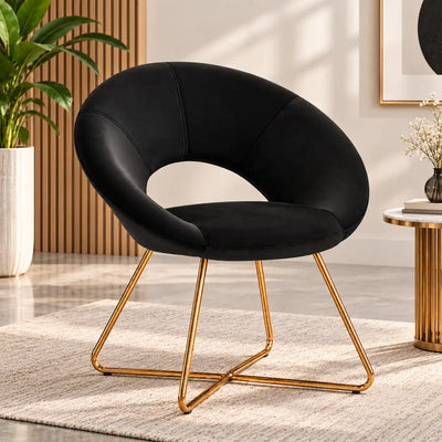 Edgy Shell Designer Shape Black Accent Chair