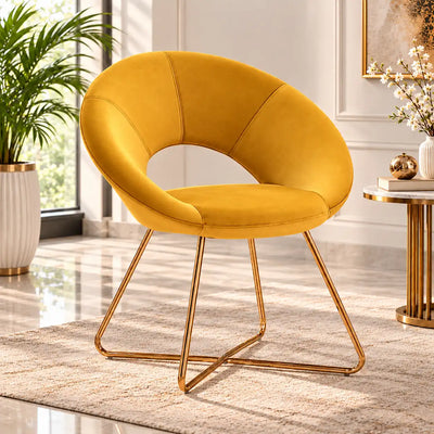 Edgy Shell Designer Shape Yellow Accent Chair