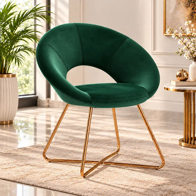 Edgy Shell Shaped Royal Green Accent Chair