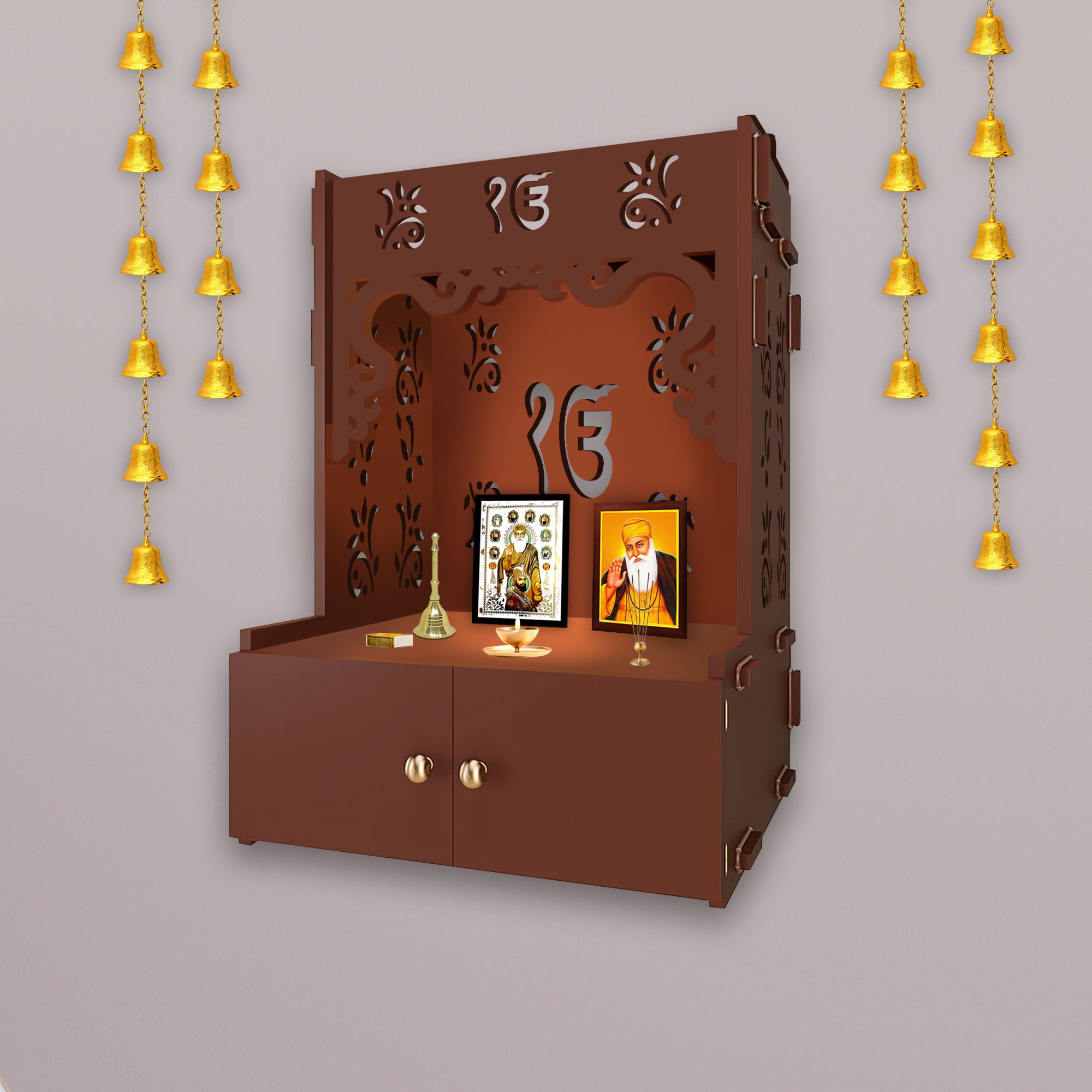 Brown Wooden Wall Temple for Home 