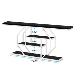 Elegant Look Black White Four Tier Console Table