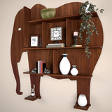 Elephant Shape Desigenr Wooden Wall Shelf / Book Shelf