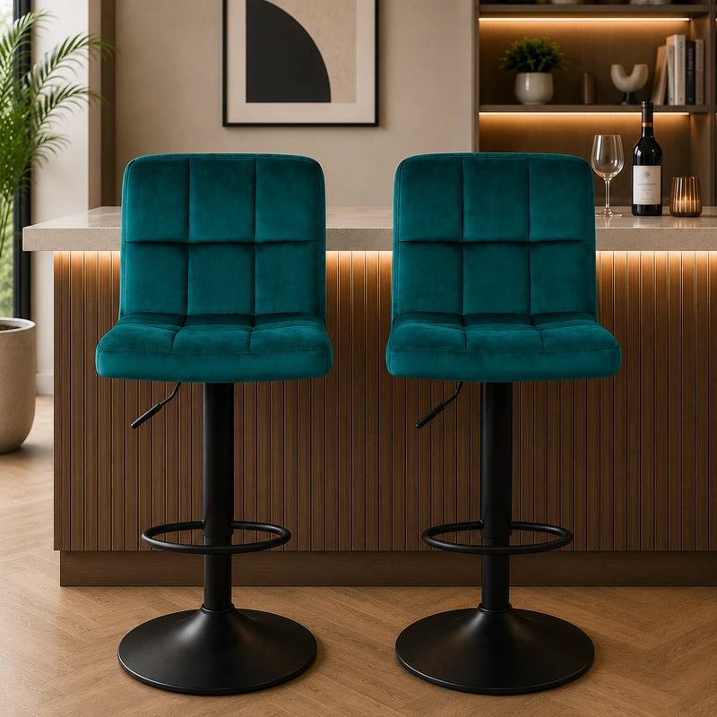 Emerald Color Plush Feel Velvet Counter Bar Chair / Long Chair