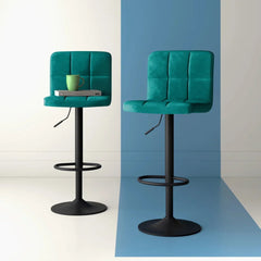 Emerald Color Plush Feel Velvet Counter Bar Chair / Long Chair