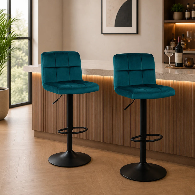 Emerald Color Plush Feel Velvet Counter Bar Chair / Long Chair