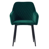 Emerald Diamond Cut Velvet Accent Armchair with Black Legs