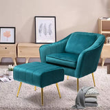 Super Comfy Velvet Luxury Accent Chair with Ottoman