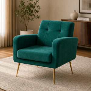 Emerald Luxurious Tufted Velvet Sofa Lounge Chair