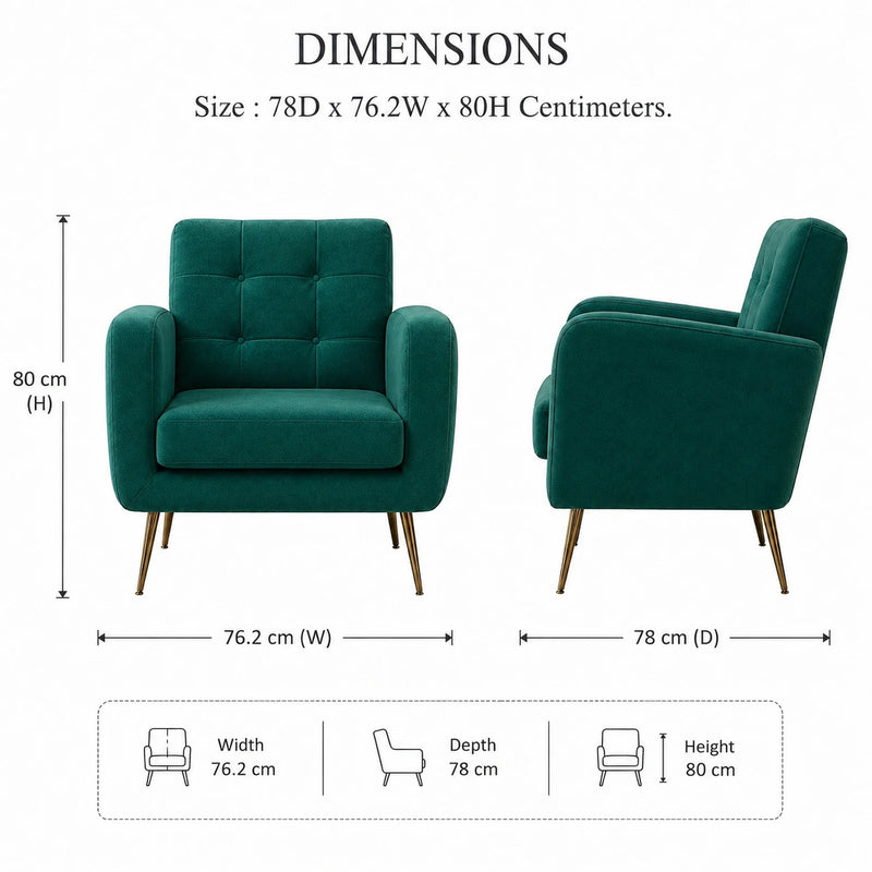 Emerald Luxurious Tufted Velvet Sofa Lounge Chair