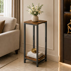 Enchanted Classic Wooden Textured with Metal Finish Side Table