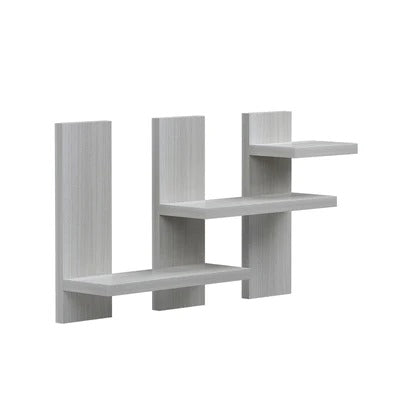 Rectangular Shaped Wooden Wall Shelves with White Finish