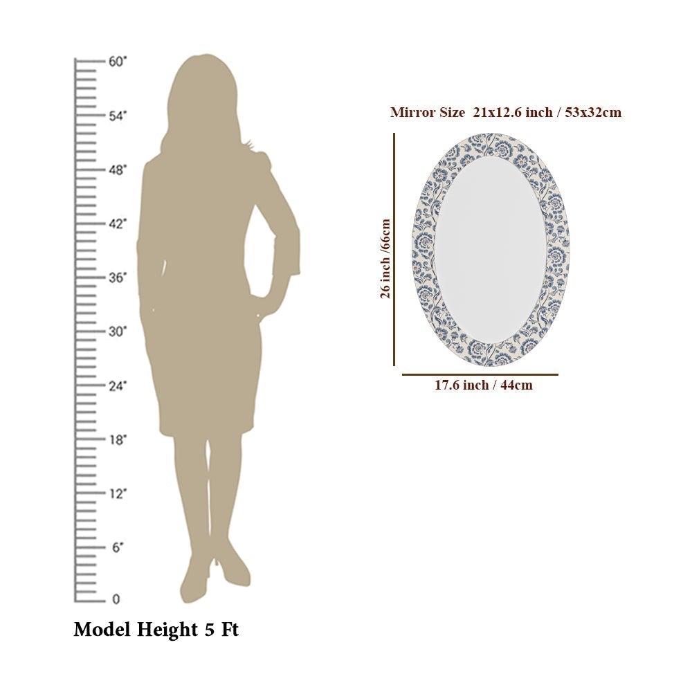 Flowers Oval Shaped Wall Mirror