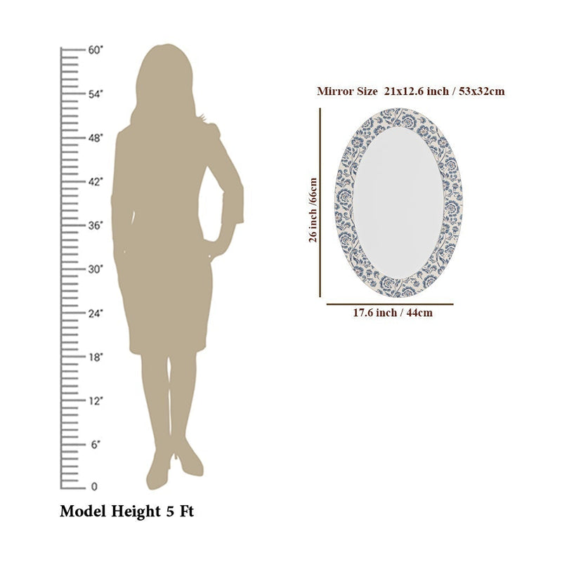 Flowers Oval Shaped Wall Mirror