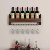 Engineered Wood Backlit Design Mini Bar Shelf in Walnut Finish