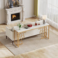 Exquisite Geometric White Faux Marble Robust And Enduring Frame Console Table