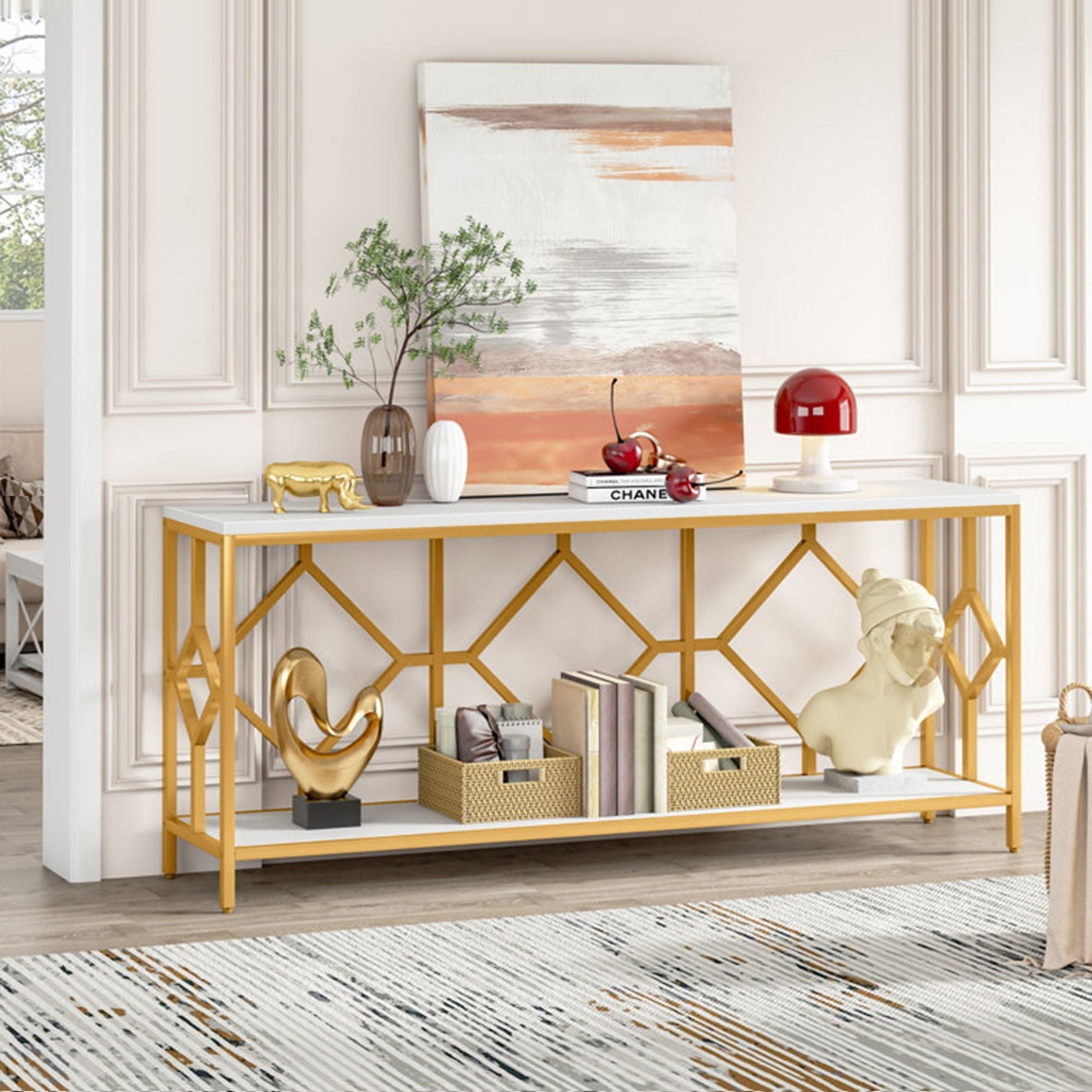 vibecrafts-extra-long-white-gold-durable-marble-2-tier-console-table-MT148