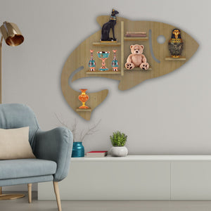 Fish Shape Wooden Wall Shelf LED Light Wall Shelf