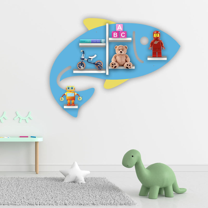  Wooden Wall Shelf with LED Light for Kids