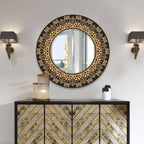 Floral Mandala Design Art Round Printed Wall Mirror