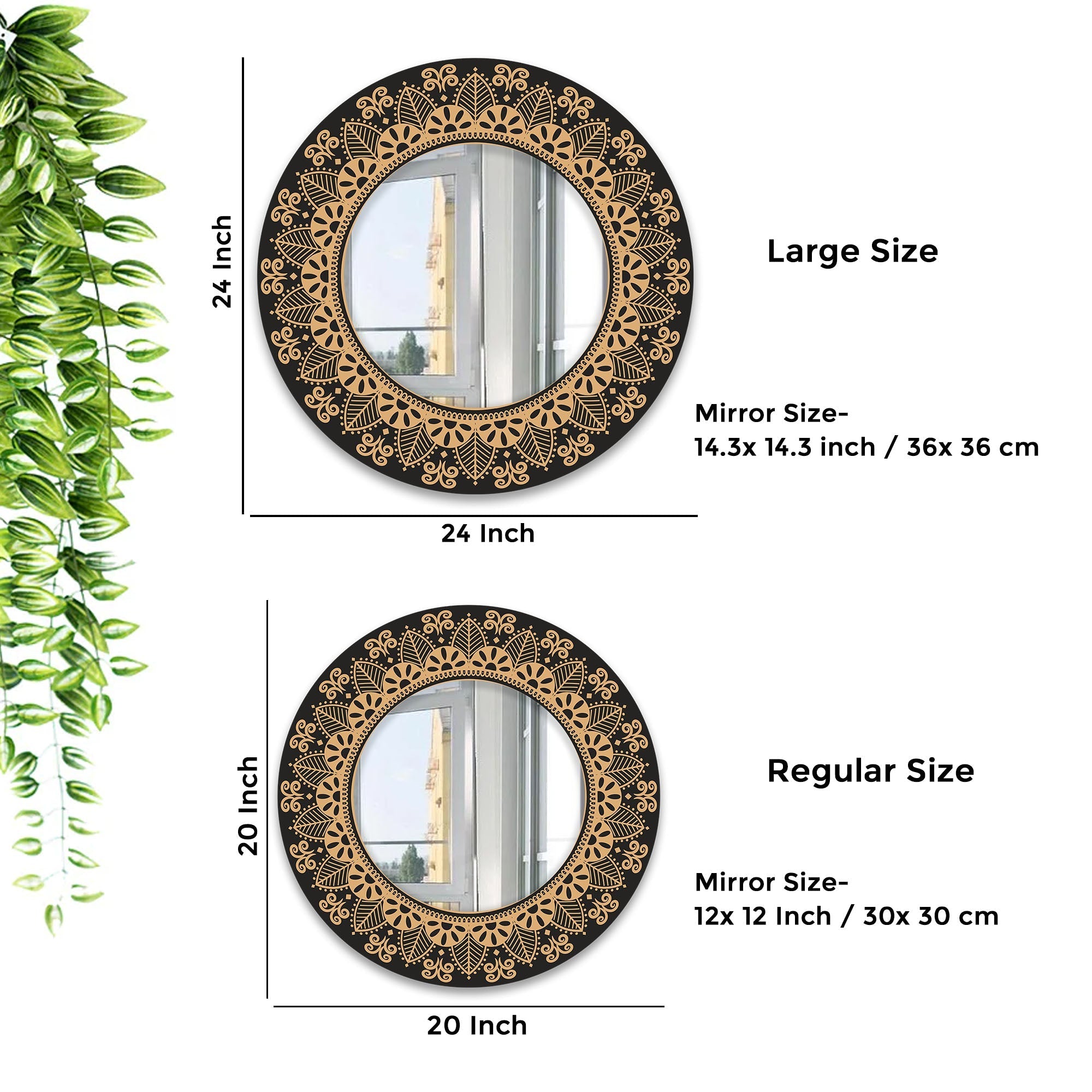  Design Art Round Printed Wall Mirror