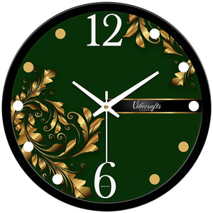 Green Background Designer Wall Clock