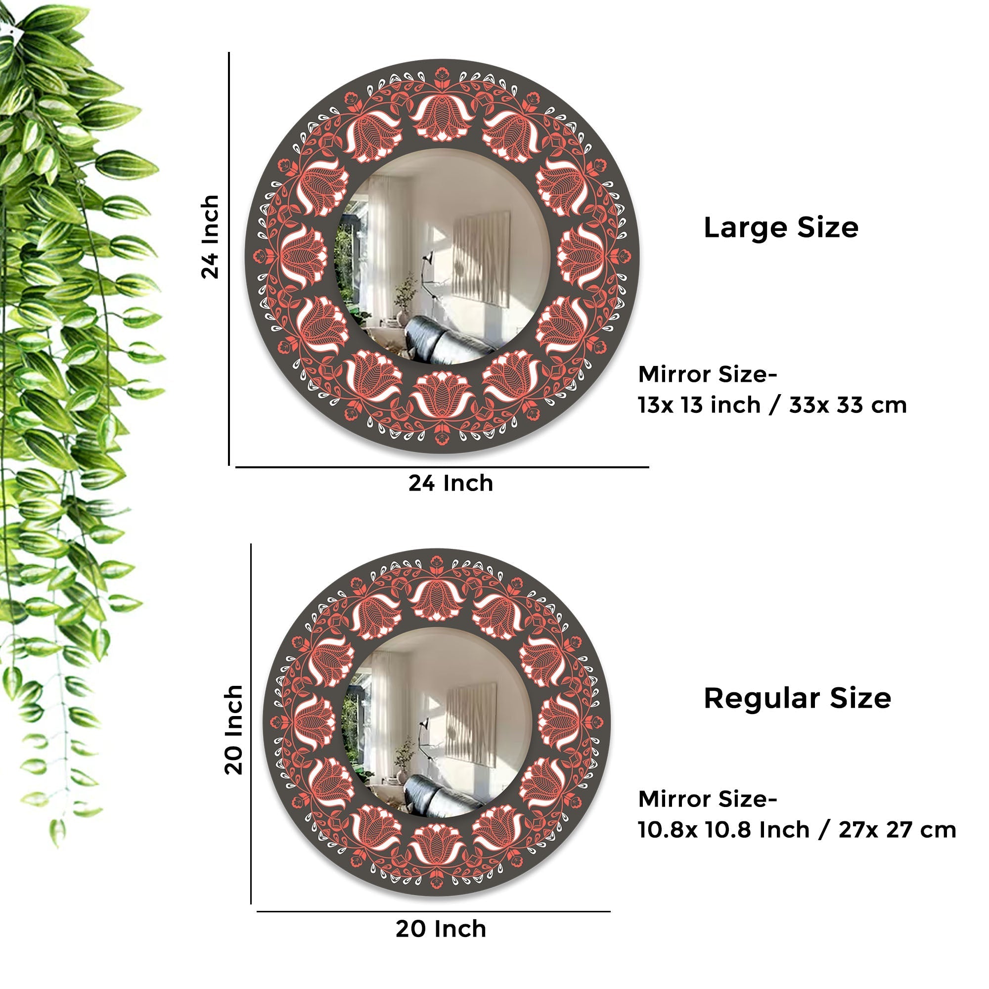 Floral Red Flower Wall Mirror