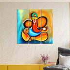 Ganesha Canvas Wall Painting Set of 3 Pieces