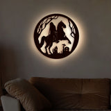 Ghost Rider Backlit Wooden Wall Decor with LED Night Light Walnut Finish