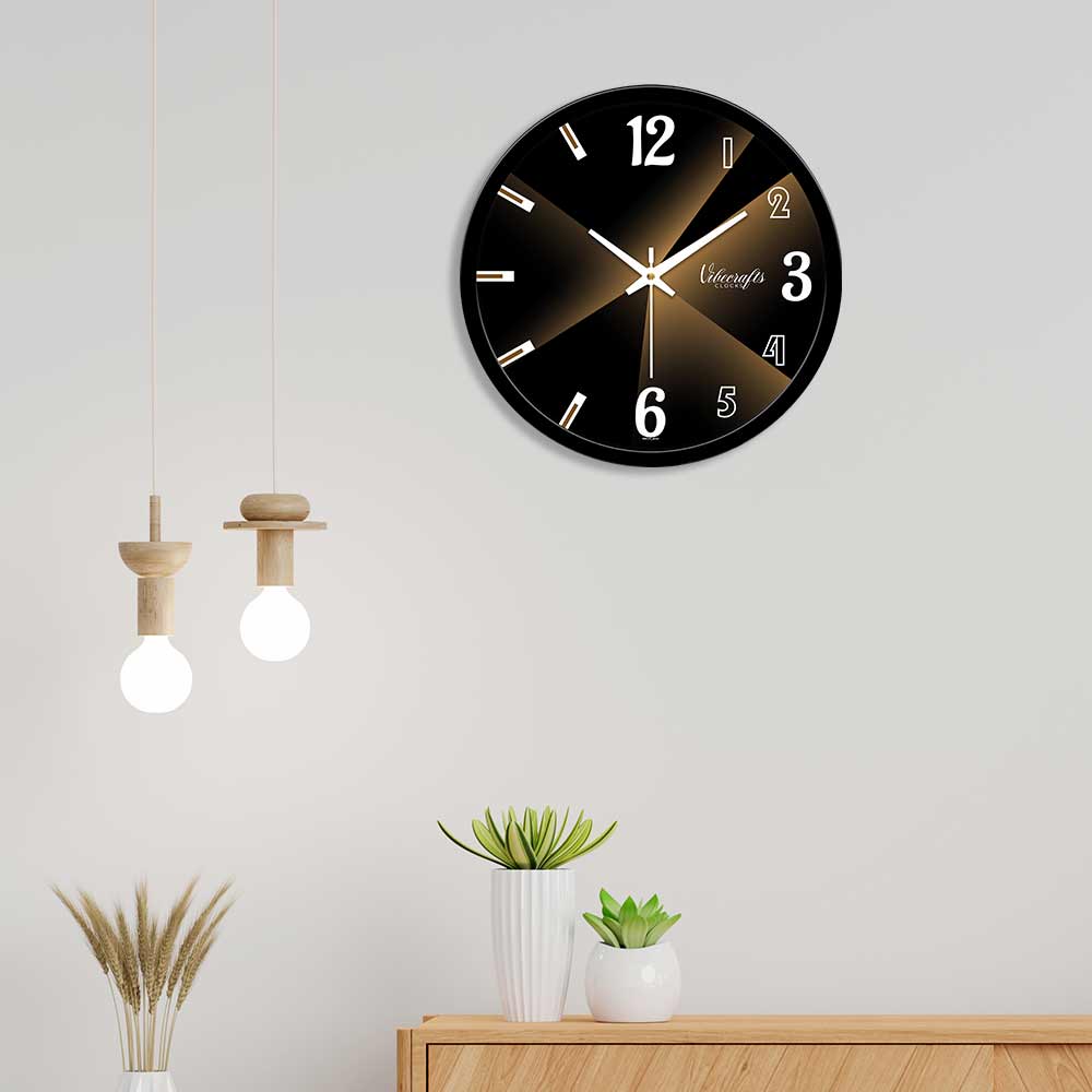 Glowing Yellow Lights Designer Wall Clock – Vibecrafts