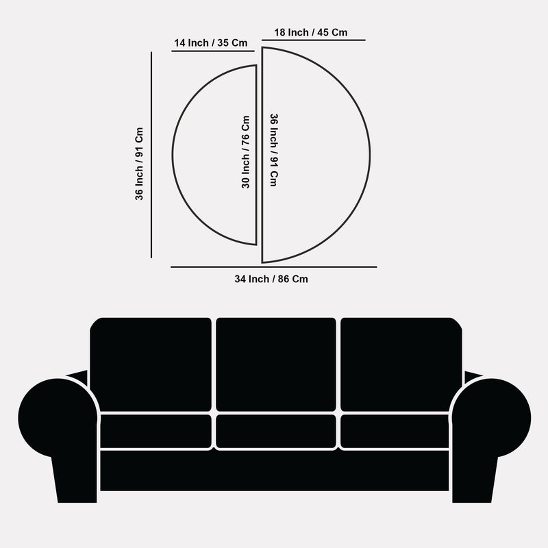 Modern 3D Wall Art Set in Black and Silver Half Circle Design