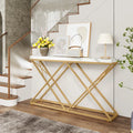 Golden Criss Cross Pattern Rectangular Shaped Designer Console Table