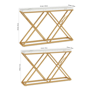 Golden Criss Cross Pattern Rectangular Shaped Designer Console Table