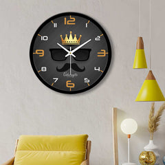 Golden Crown With Goggles & Beard Designer Wall Clock