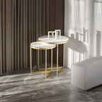 Golden Duo Metal Nesting Side Tables Set of 2
