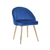 Golden Legged Royal Blue Velvet Accent Chair