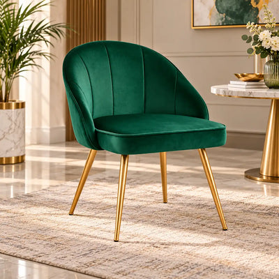 Golden Legged Royal Green Velvet Accent Chair