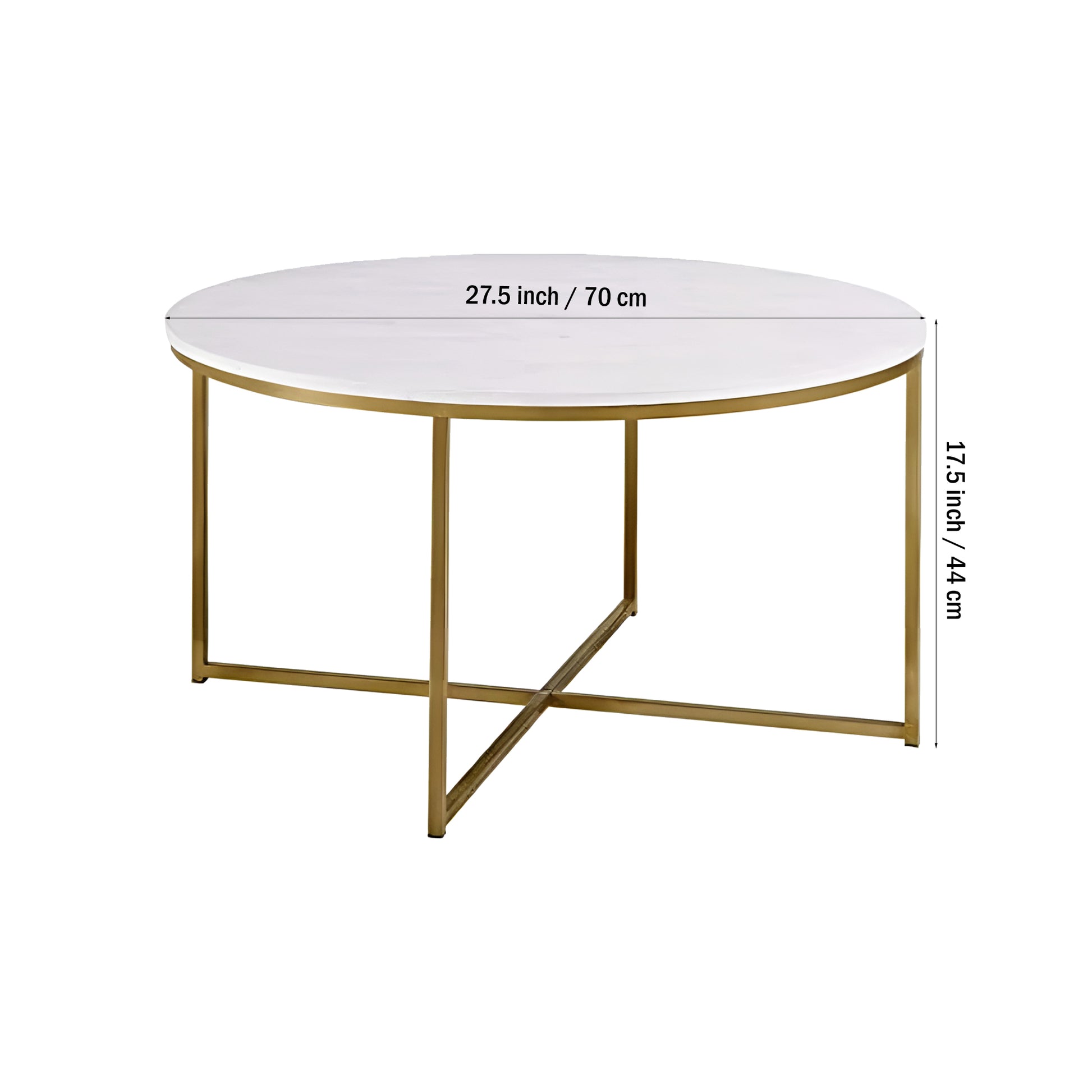 Golden Minimalist Metal Center Table in Criss Cross Design