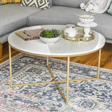 Golden Minimalist Metal Center Table in Criss Cross Design for Home decor