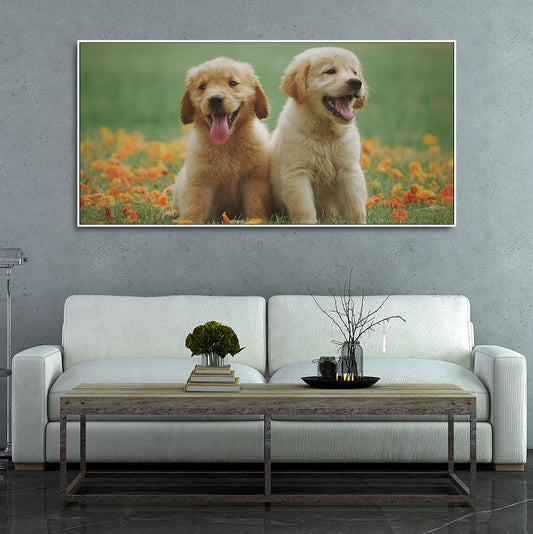 Golden Retriever Puppies Premium Canvas Wall Painting