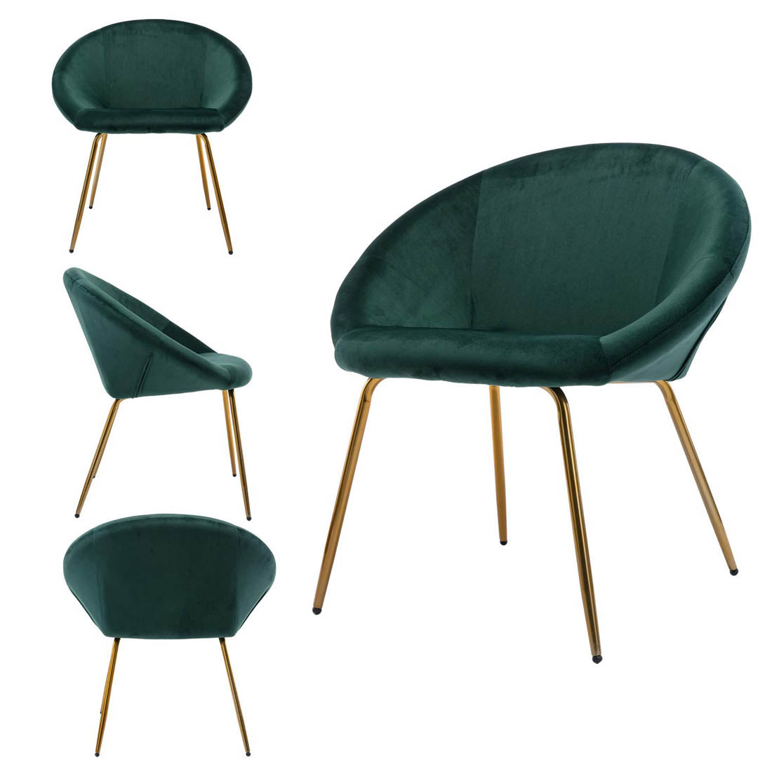 Green Color Velvet Accent Chair