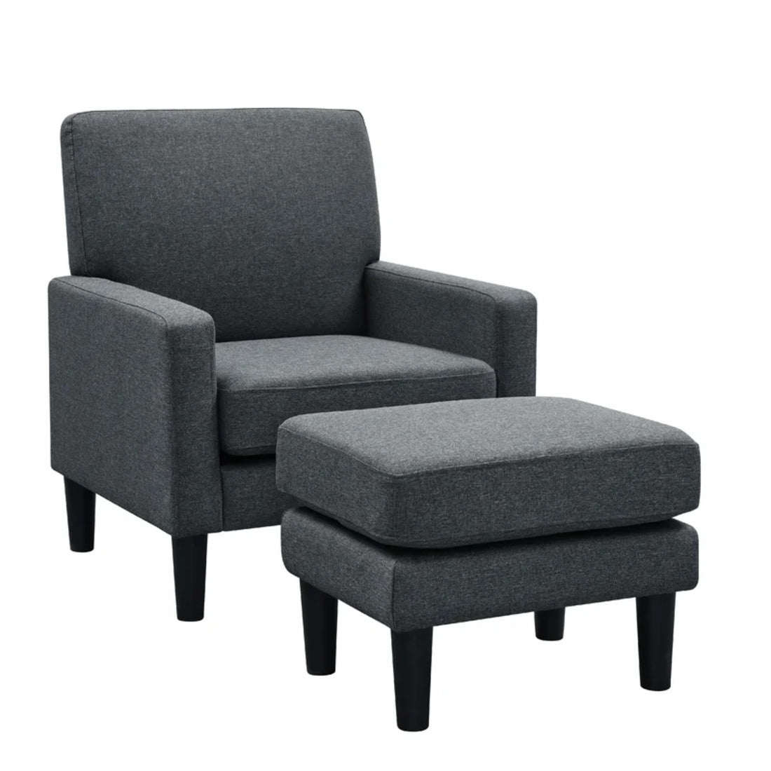 Standard Velvet Accent Chair with Ottoman