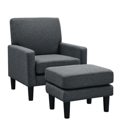 Standard Velvet Accent Chair with Ottoman