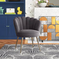 Grey Crafted Shell Shaped Designer Accent Chair