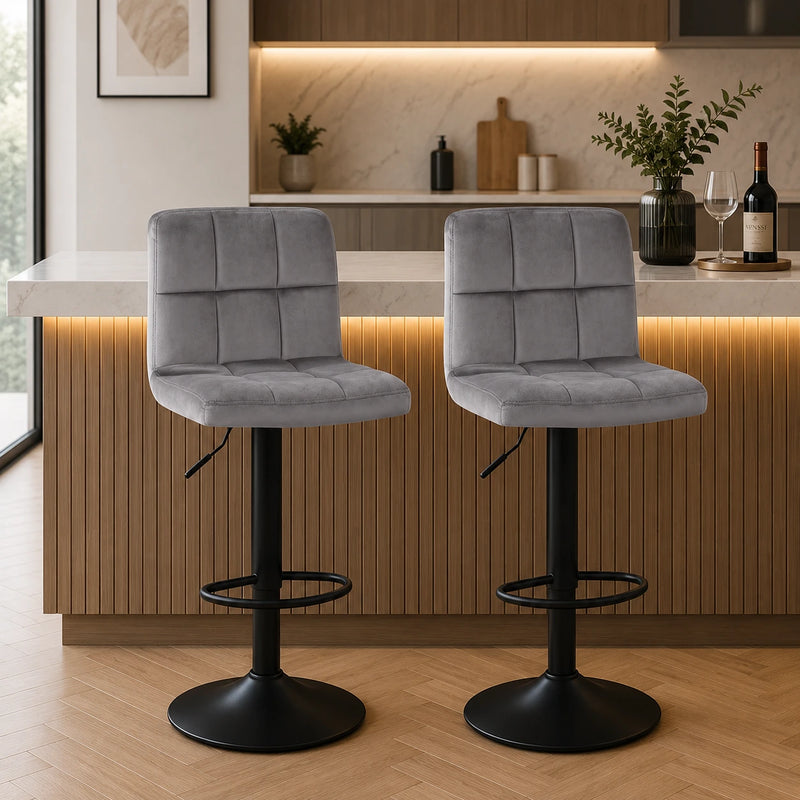 Grey Luxury Feel Velvet Counter Bar Chair / Long Chair