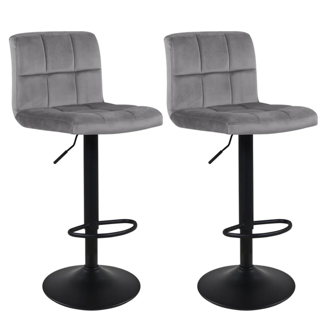 Grey Luxury Feel Velvet Counter Bar Chair 