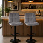 Grey Luxury Feel Velvet Counter Bar Chair / Long Chair
