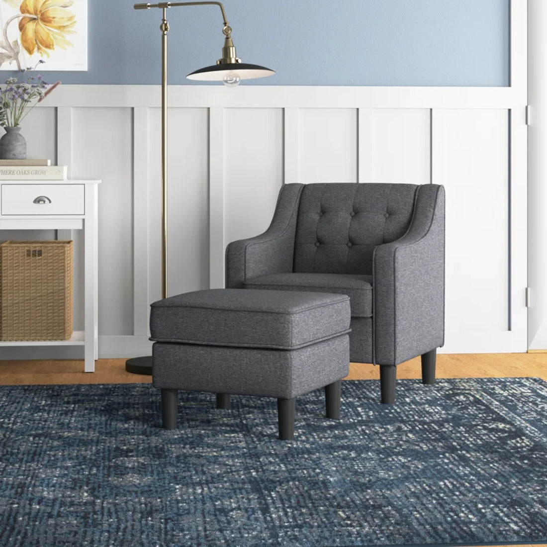 Comfy Classic Lounge Accent Chair with Ottoman